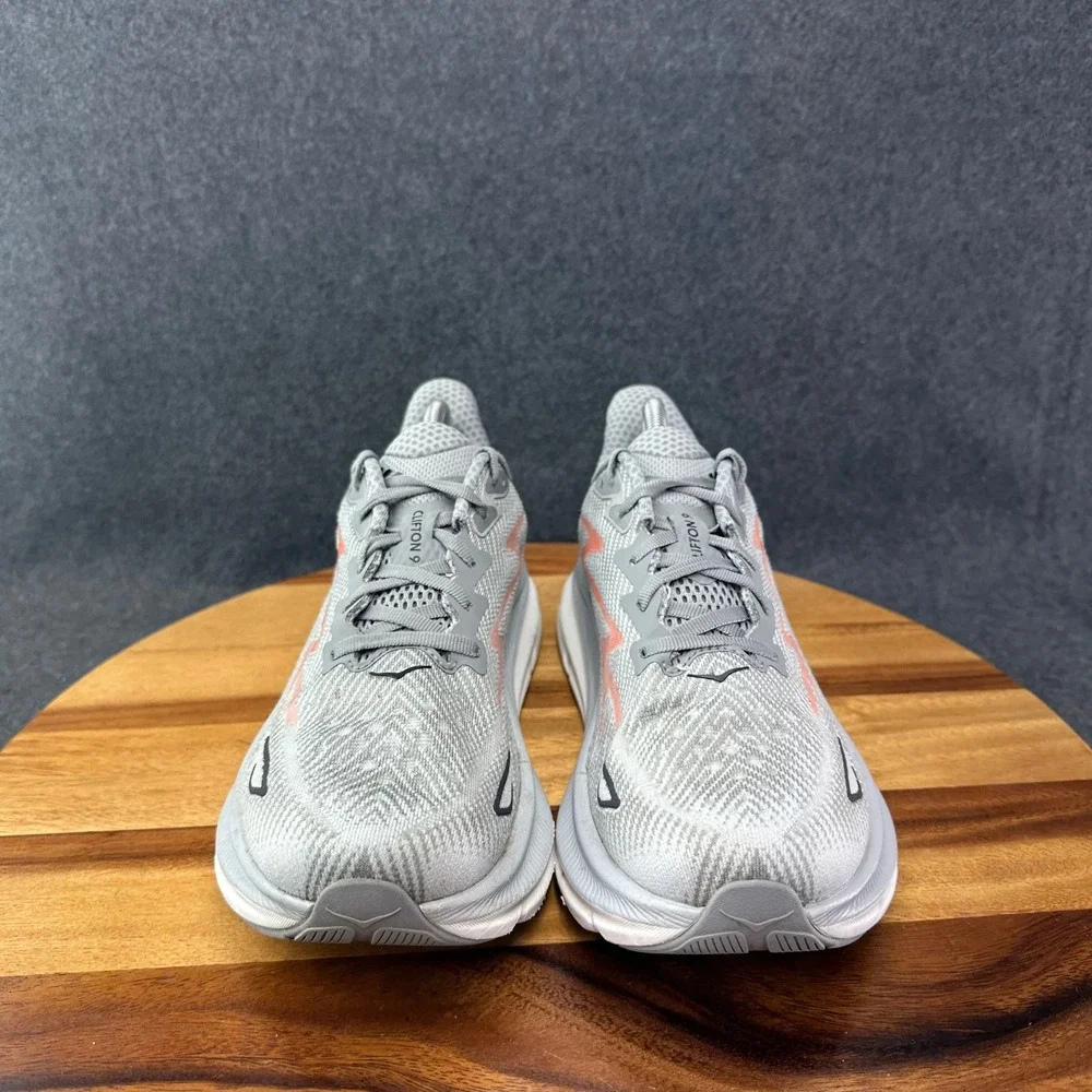 Hoka Clifton 9 Mens Running Shoes Grey Peach Black 1127895 HMBC Size 8.5 D